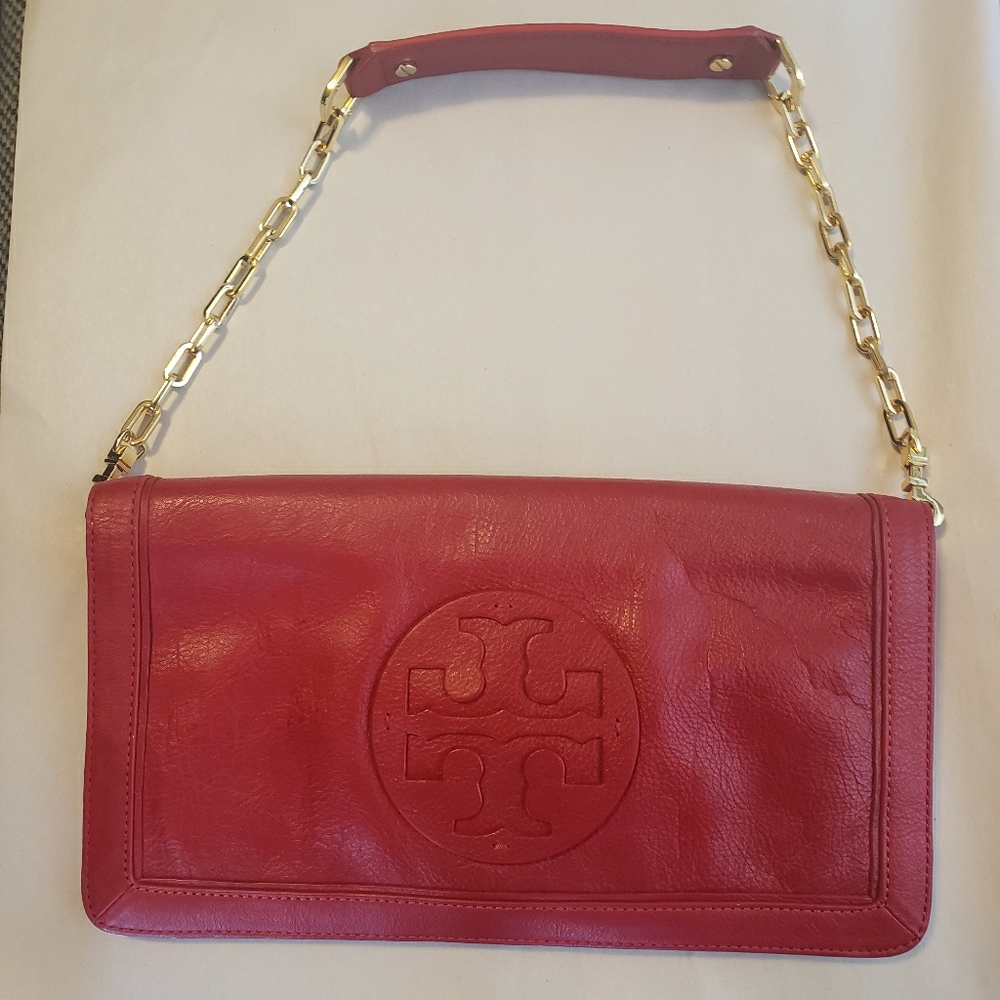 Red Tory Burch Reva Clutch/Shoulder Bag